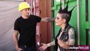 Video Bokep Busty tattooed punk babe asks the construction worker if he can manage her a place that she can masturbate period The guy starts kissing her and they go get a room period He licks and fingers her pussy period In return she throats his cock and