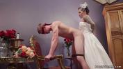 Bokep HD Tattooed brunette shemale bride Ts Foxxy in wedding dress blindfolds groom Zane Anders and spanks then fucks his throat and ass till cums on his asshole terbaru