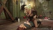 Video Bokep Terbaru Hot blonde dom in fishnet lingerie whips redhead lesbian slut in bird cage then whips her ass and fucks with strap on cock hot