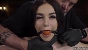 Nonton Video Bokep Gagged brunette slave Rosalyn Sphinx in standing device bondage drooling over her small tits with clamped nipples then electro shocked and rubbed 3gp